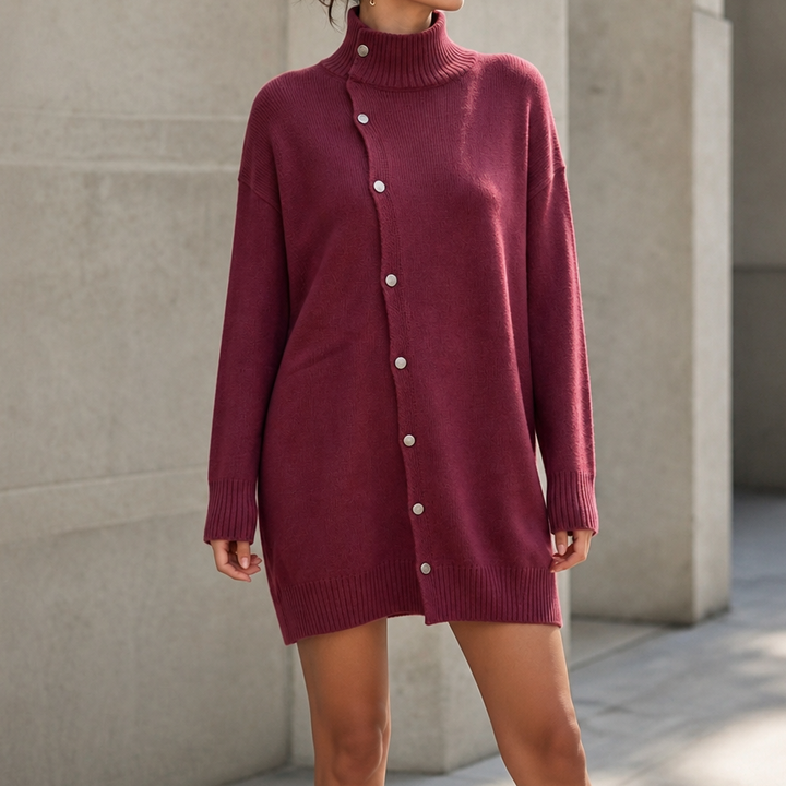 Lunavia – Funnel Neck Oversized Long-Line Cardigan