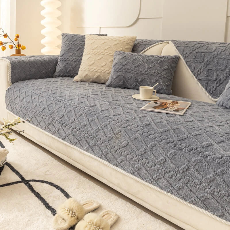 Crosselle – Cross-Grid Velvet-Look Sofa Cover