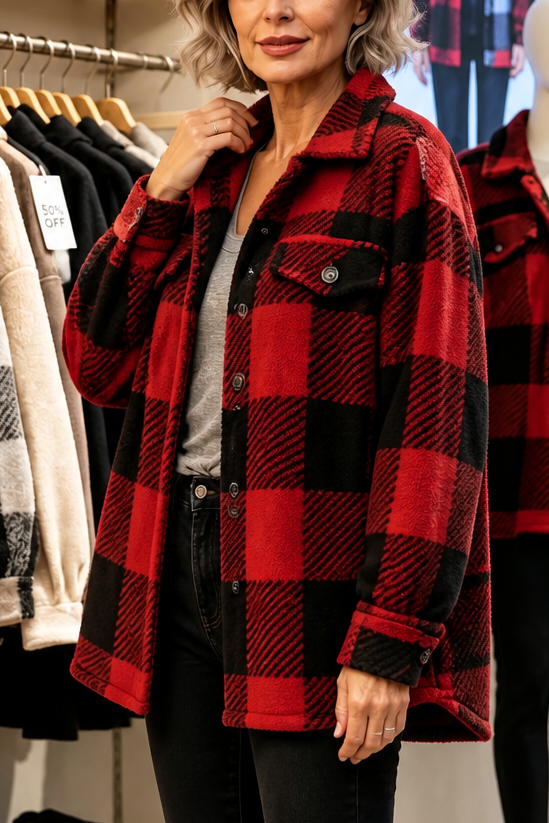 Wearbella – Checked Button-Front Overshirt Jacket