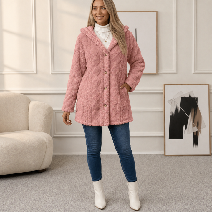 Wearbella – Diamond Jacquard Plush Hooded Coat