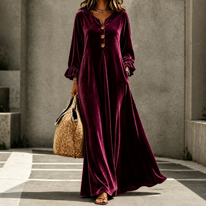 Veloura – Ruffled Sleeve Maxi Dress