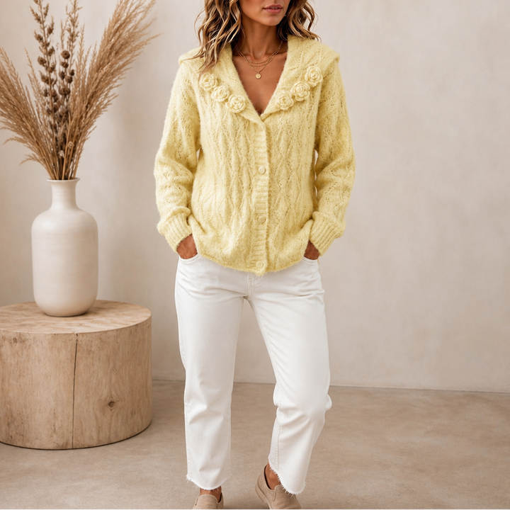 Women's Sailor Collar Crochet Knit Cardigan