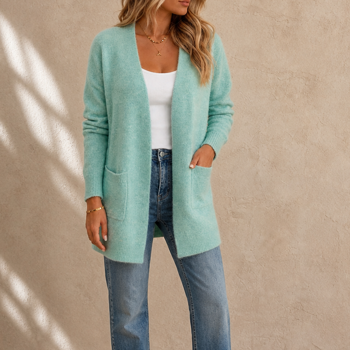 Mayfield – Longline Open-Front Wool Knit Cardigan