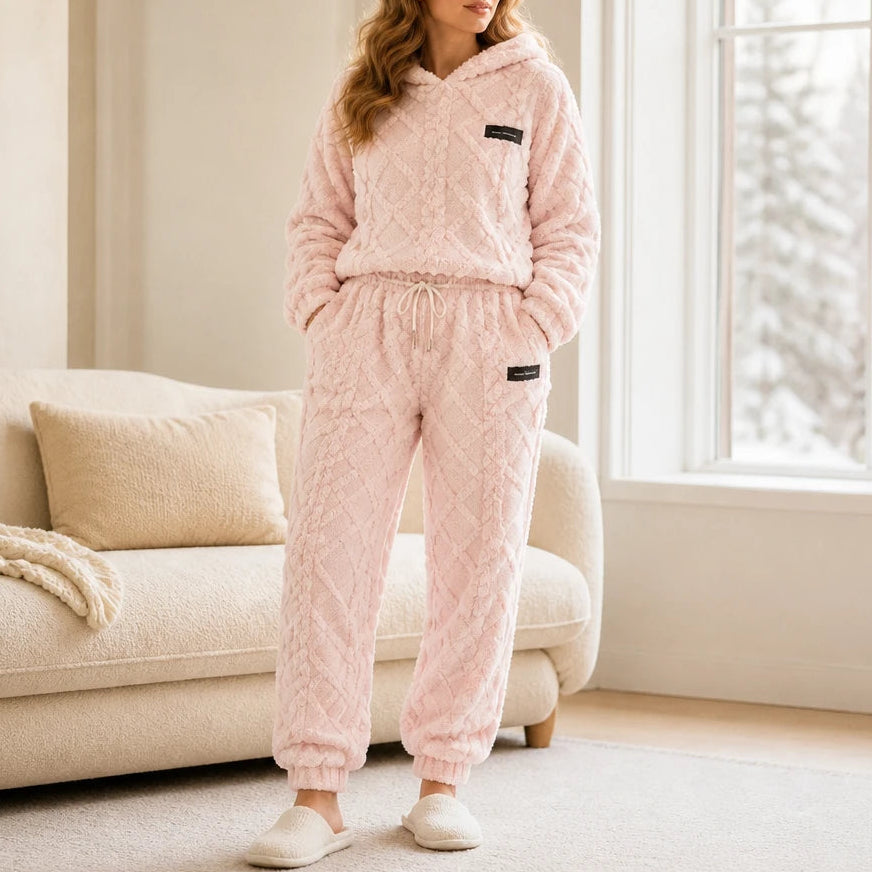 Emberelle – Embossed Plush Tracksuit Set