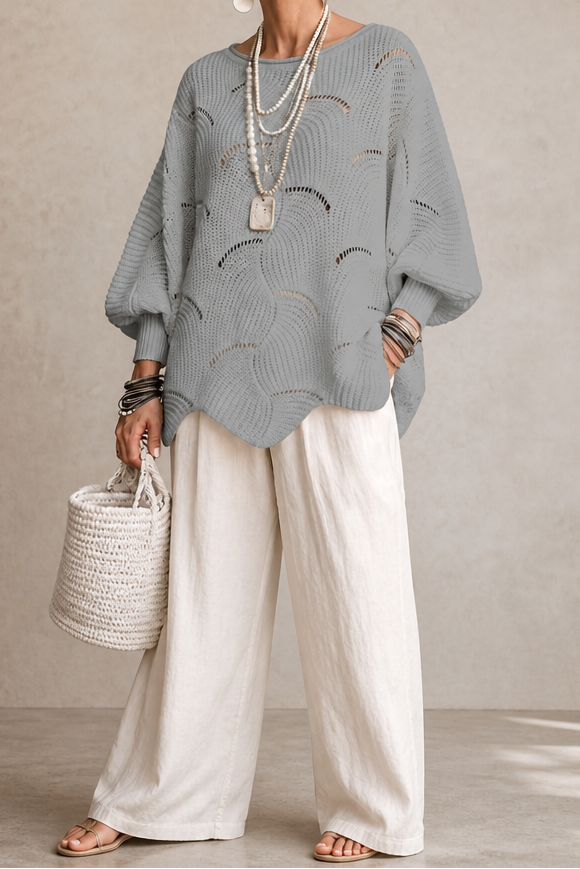 Wearbella – Hollow Wave Batwing Sleeve Sweater