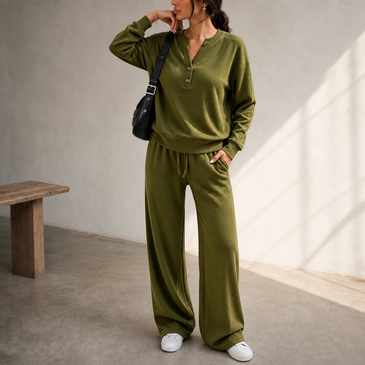 Wearlyn – Henley Wide-Leg Two-Piece Lounge Set