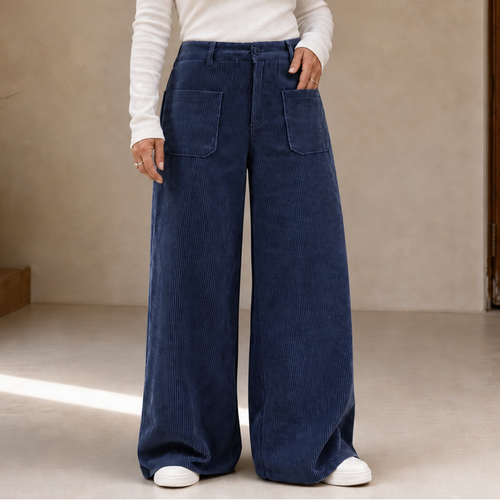 Wovella – Stretch Corduroy-Look Wide-Leg Trousers