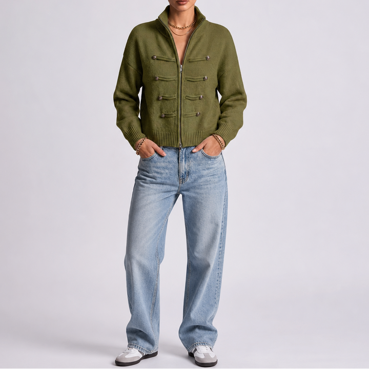 Wearbella – Hussar Knot-Detail Zip Cardigan