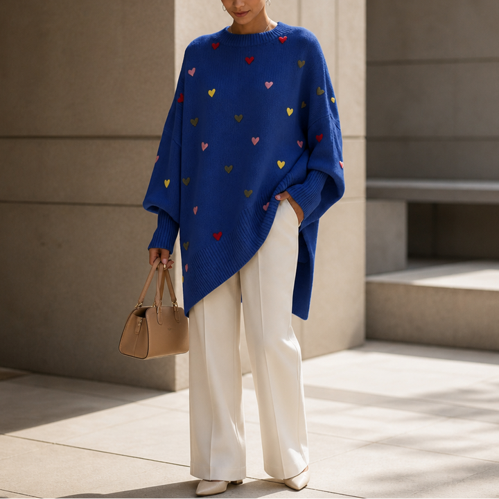 Heartwell – Colorful Heart Batwing Sweater