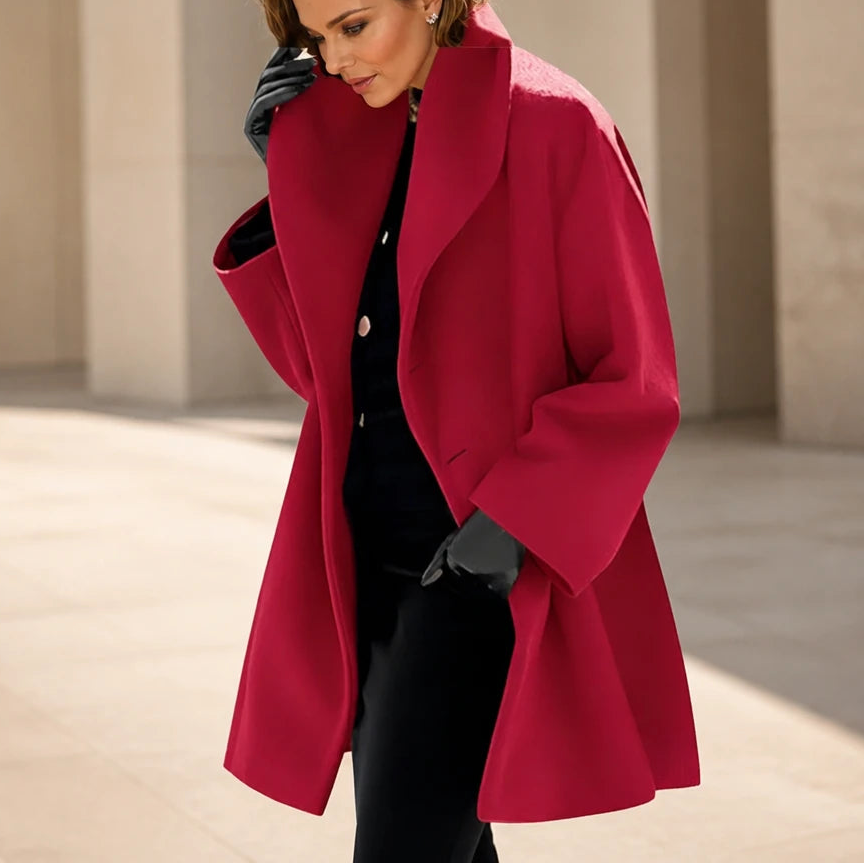 Adelyn – Oversized Taupe Long-Sleeve Coat