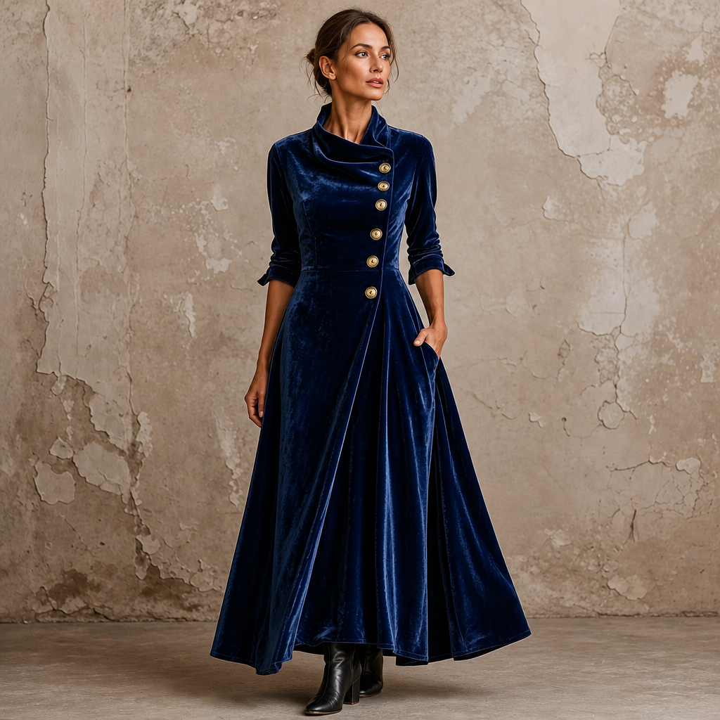 Veloura – Cowl Neck Velvet-Look Maxi Dress