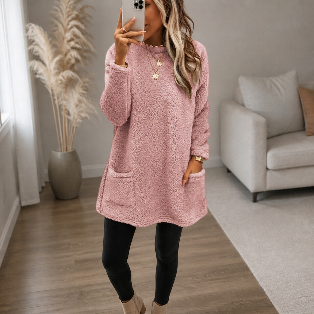 Coreheat – Brushed Fleece-Lined Longline Tunic Top
