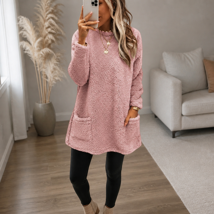 Coreheat – Brushed Fleece-Lined Longline Tunic Top