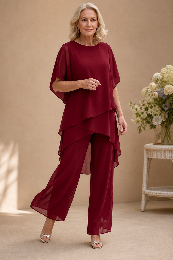 Wearbella – Draped Asymmetric Top And Wide-Leg Trouser Set