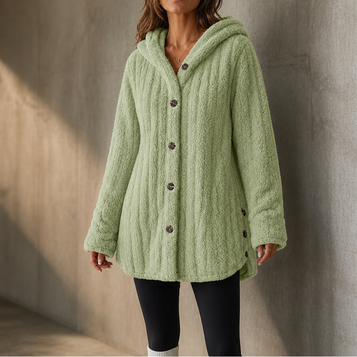 Wearbella – Hooded Button-Up Chunky Knit Cardigan