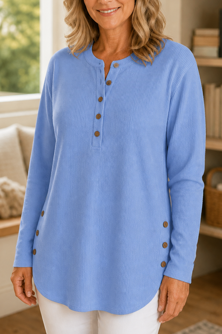 Corduvie – Button-Up Corduroy-Look Henley Top
