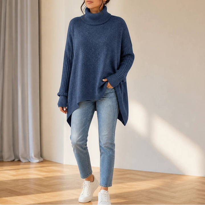 Avenza – Oversized Asymmetrical Turtleneck Sweater
