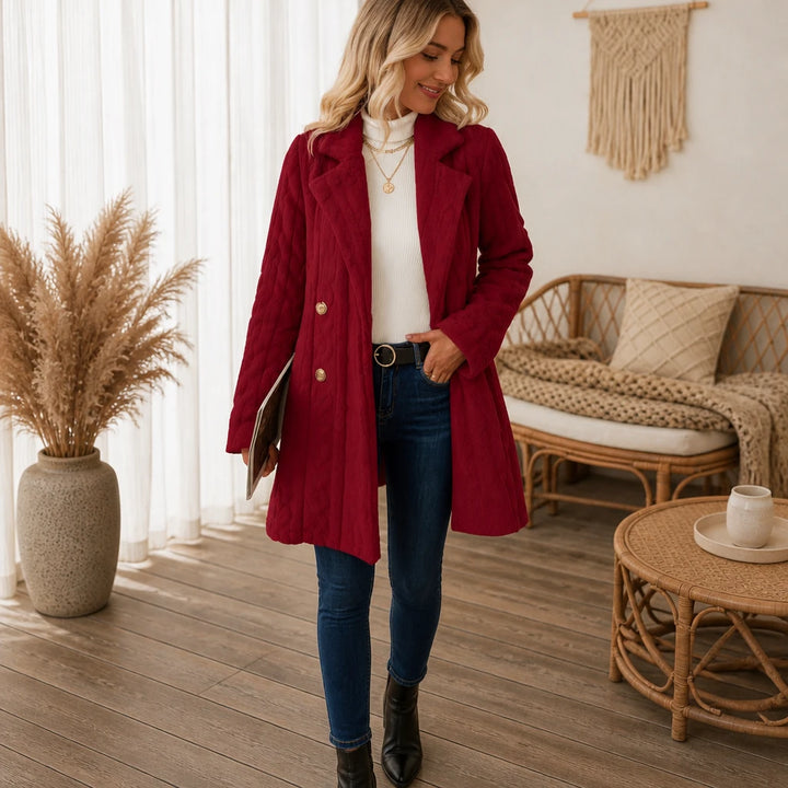 Wintelle – Textured Double-Breasted Winter Coat
