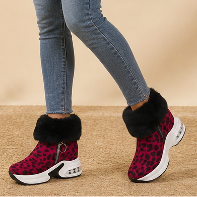 Veluna – Plush Fur-Cuff Chunky Ankle Boots