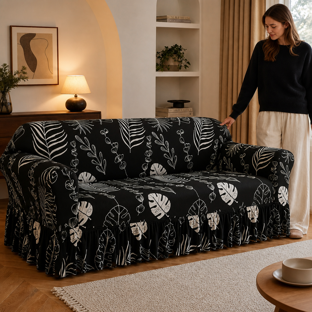 Hemvale – Ruffled Hem Stretch Sofa Cover