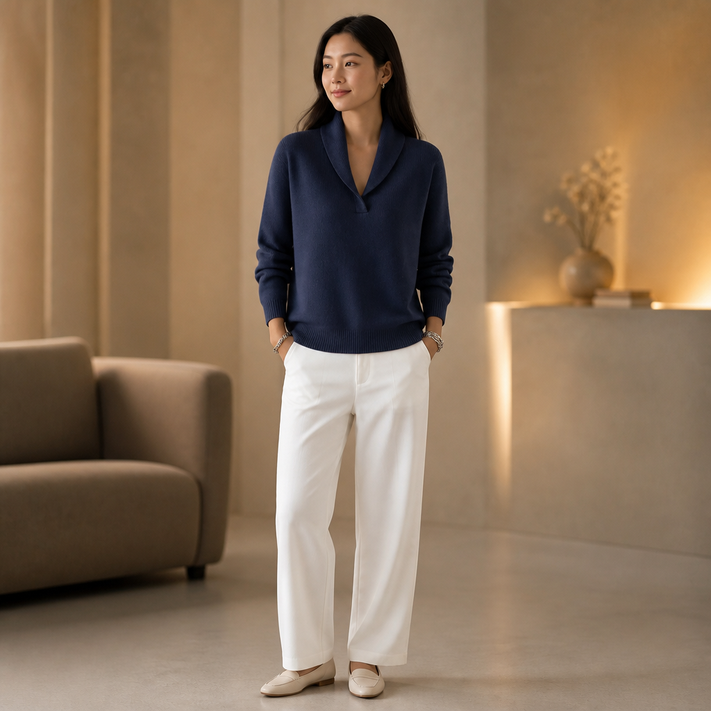 Wrapstead – Shawl Collar Ribbed Knit Pullover Sweater