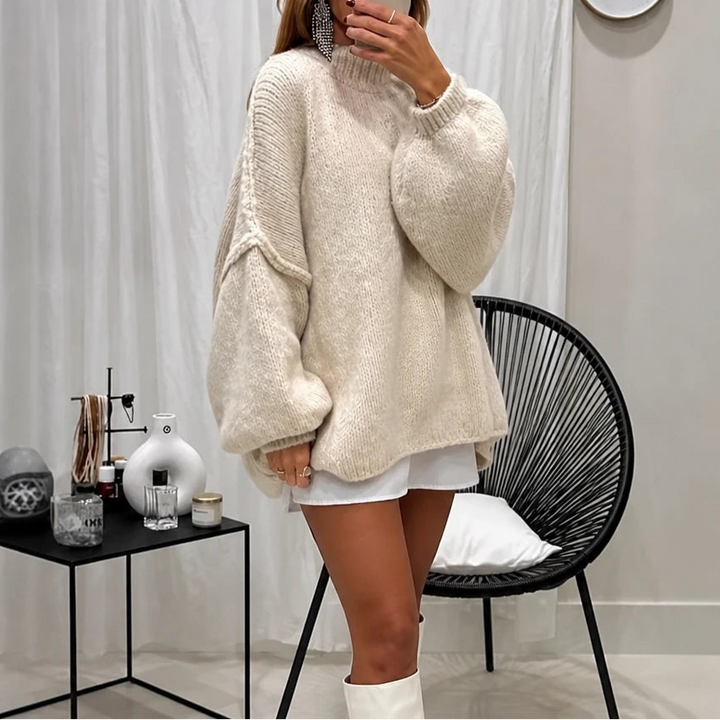 Lunavia – Loose-Fit Mock-Neck Knit Sweater