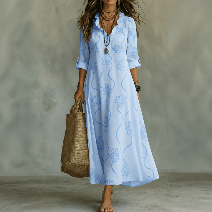 Wearbella – Floral Print Flowy A-Line Midi Dress