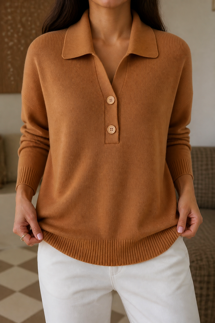 Wearbella – Collared Waffle-Knit Pullover Sweater