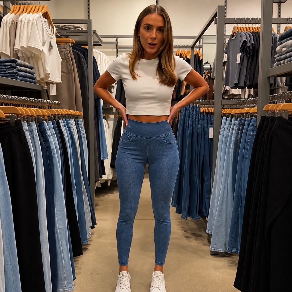 Wearbella – High-Waisted Denim-Look Jeggings