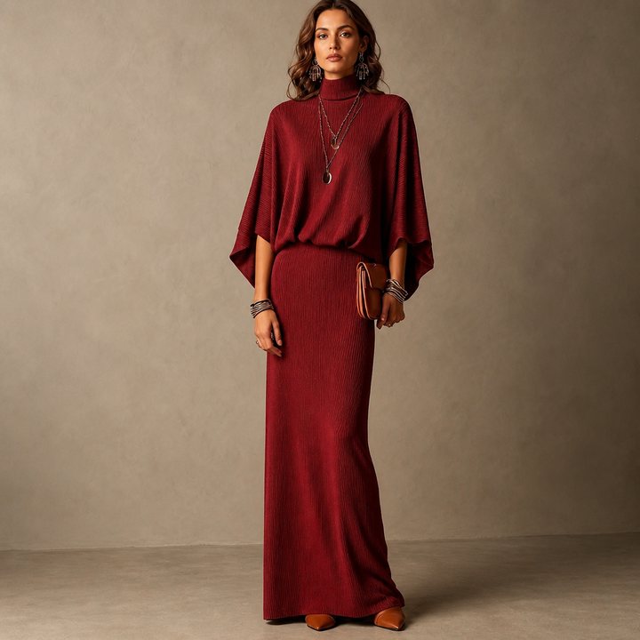 Wearbella – Batwing Sleeve Top And Long Skirt Set