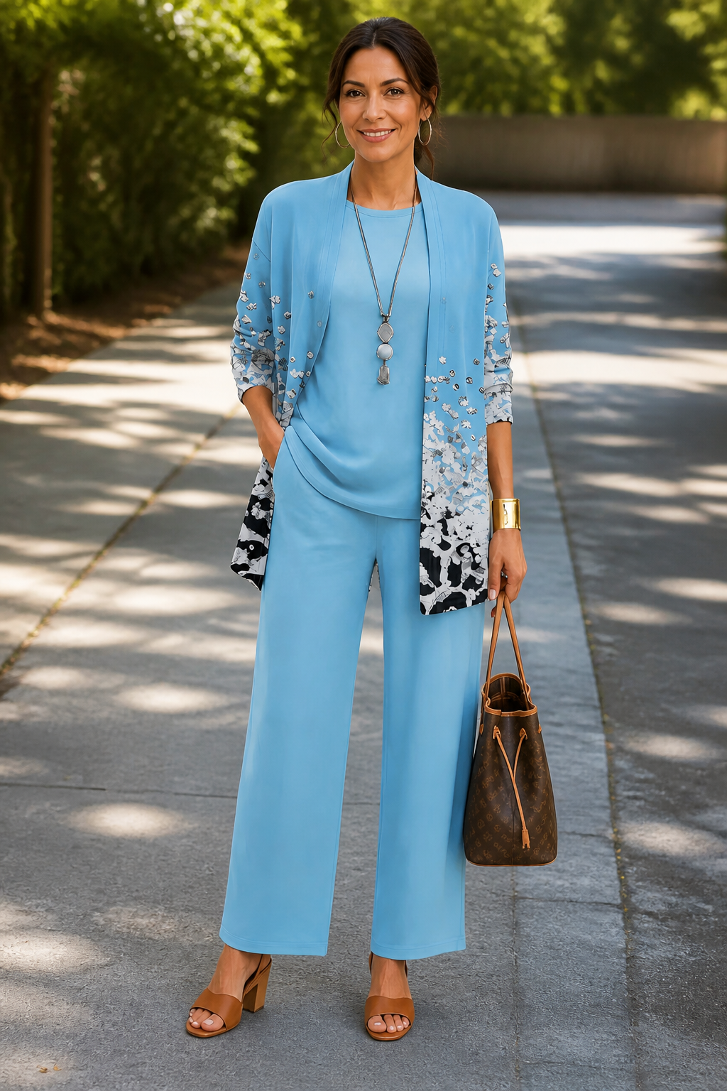 Wearbella – Printed Three-Piece Top And Pants Set