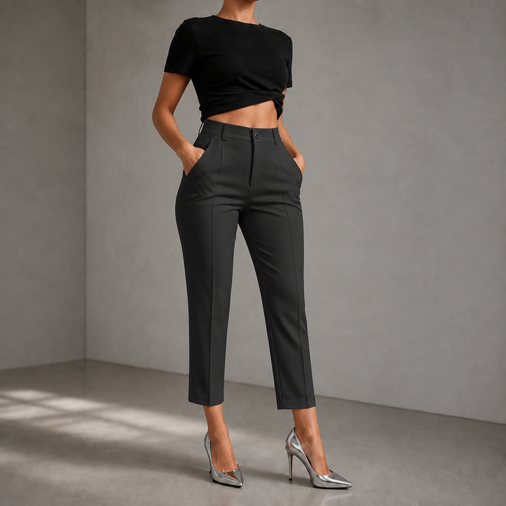 Elara – High-Waisted Cropped Straight-Leg Pants