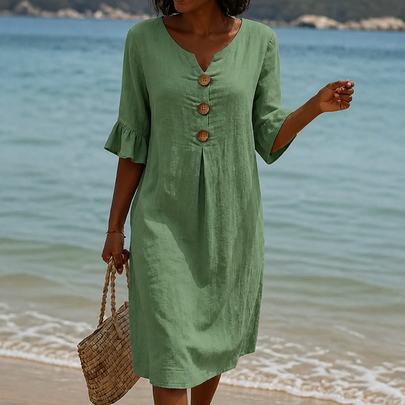 Fielding – Ruffle Sleeve Button Front Midi Dress