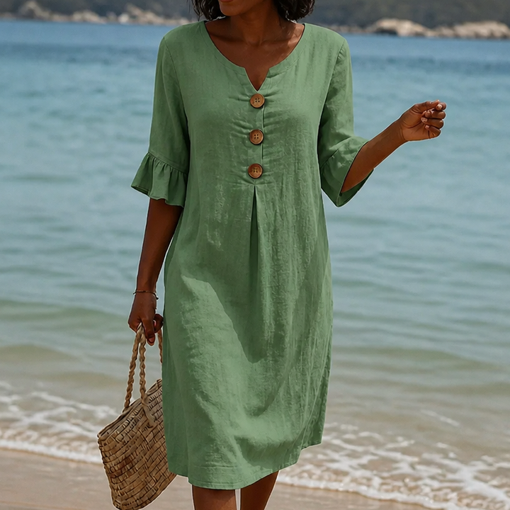 Fielding – Ruffle Sleeve Button Front Midi Dress