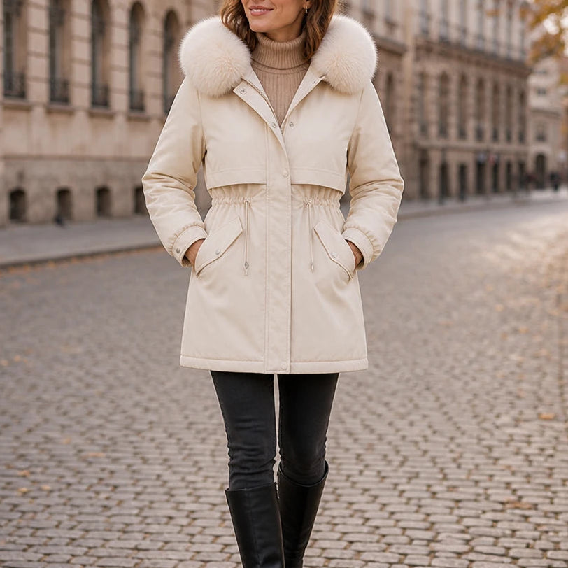 Plushora – Plush Hooded Mid-Length Parka