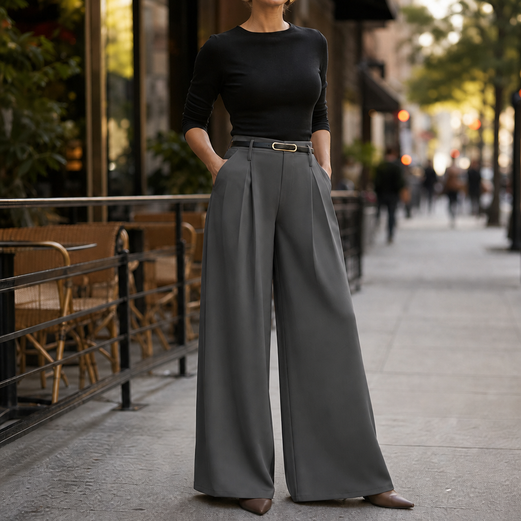 Lunetta – High-Waisted Pleated Wide-Leg Trousers