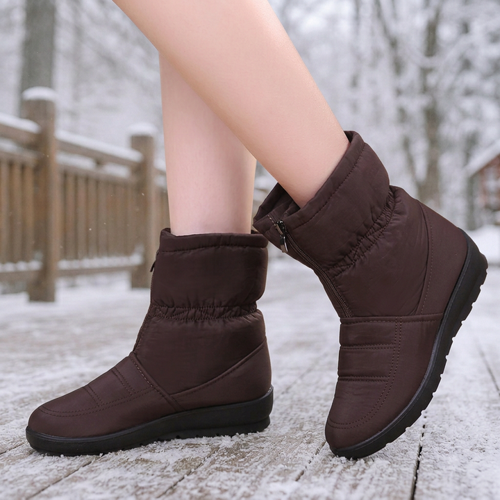 Frostbella – Quilted Zip-Up Mid-Calf Snow Boots