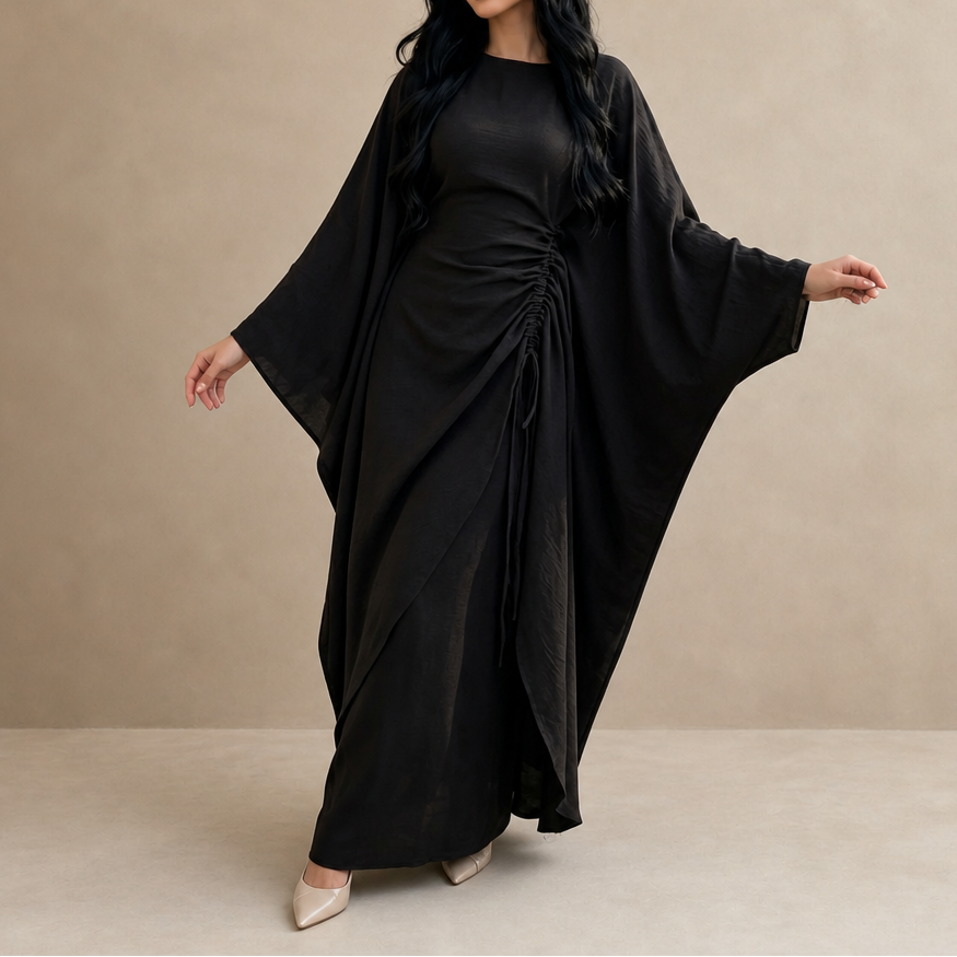 Cinchara – Ruched Waist Batwing Kaftan Two-Piece Set