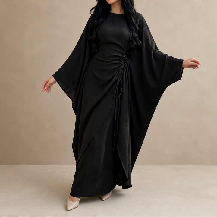 Cinchara – Ruched Waist Batwing Kaftan Two-Piece Set