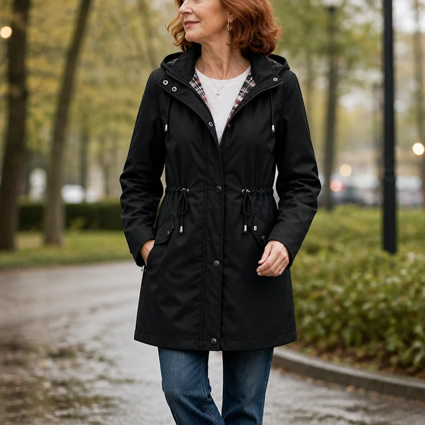 Plaidwell – Detachable Hood Adjustable Waist Rain Jacket