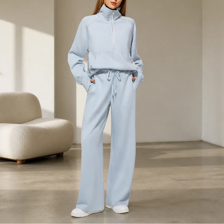 Easewell – Half-Zip Top And Wide-Leg Trouser Set