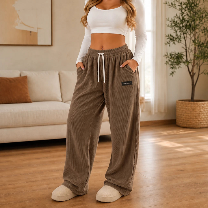 Cordelia – Wide-Leg Corduroy Drawstring Pants