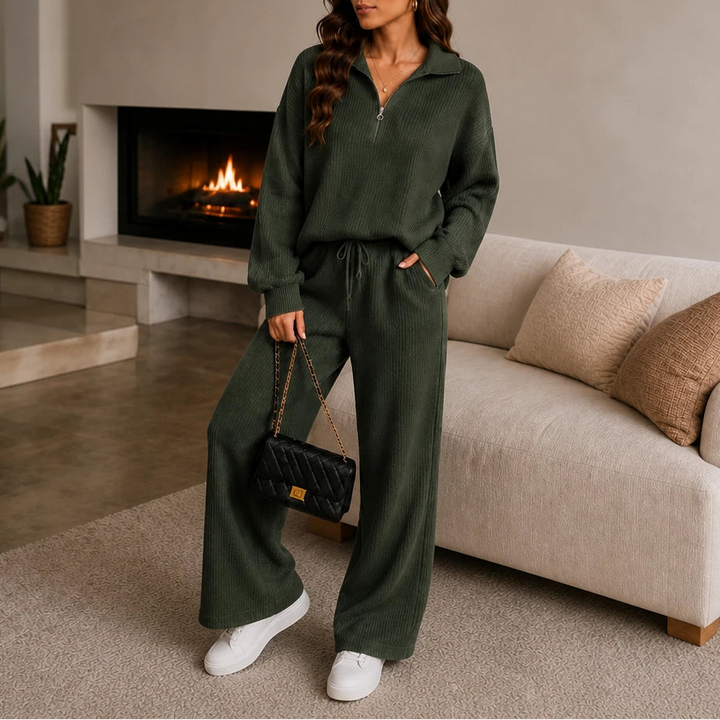 Ribelle – Ribbed Double-Knit Sweater And Wide-Leg Pants Set