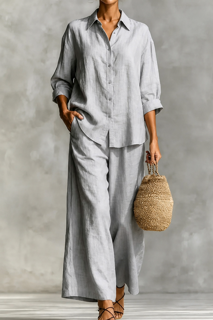 Setwell – Shirt And Wide-Leg Pants Set