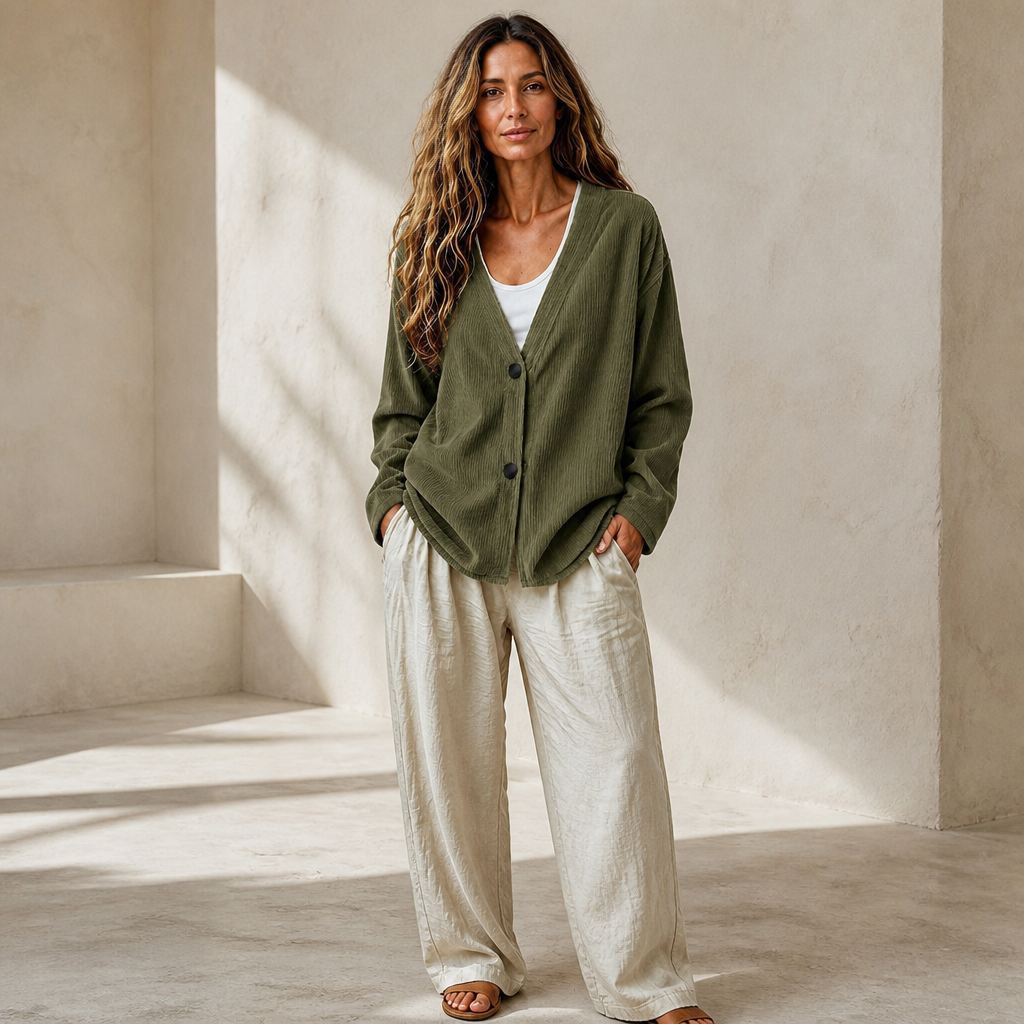 Corabelle – Rib Open-Front V-Neck Cardigan