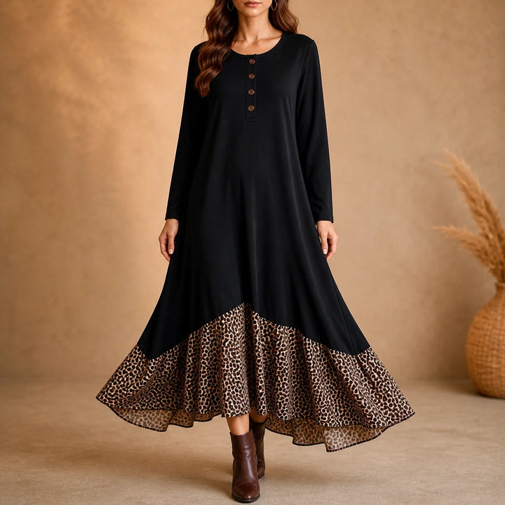 Noiréa – Leopard-Print Ruffle Hem Maxi Dress