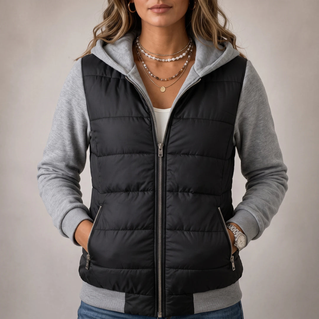 Layerelle – Quilted Panel Hooded Knit Jacket