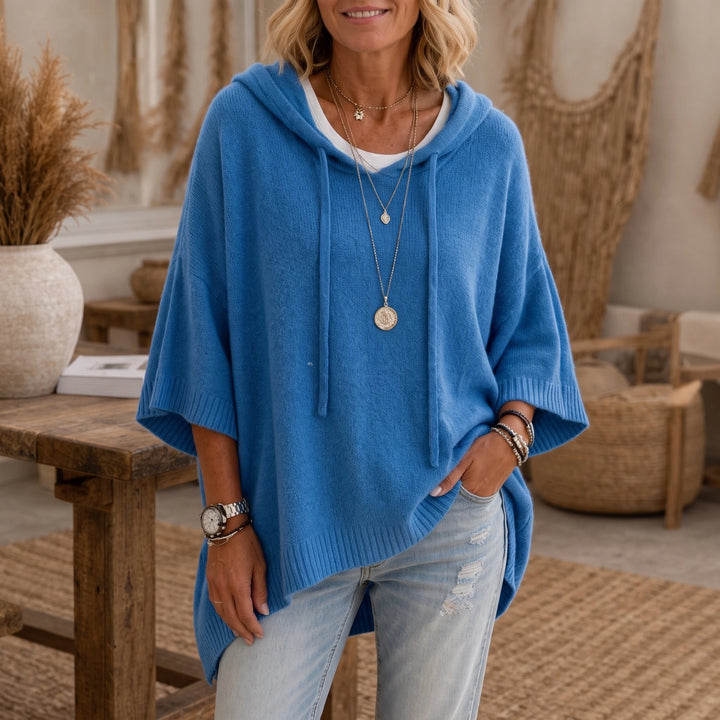 Vintrel – Oversized Open-Knit Distressed Hem Hoodie