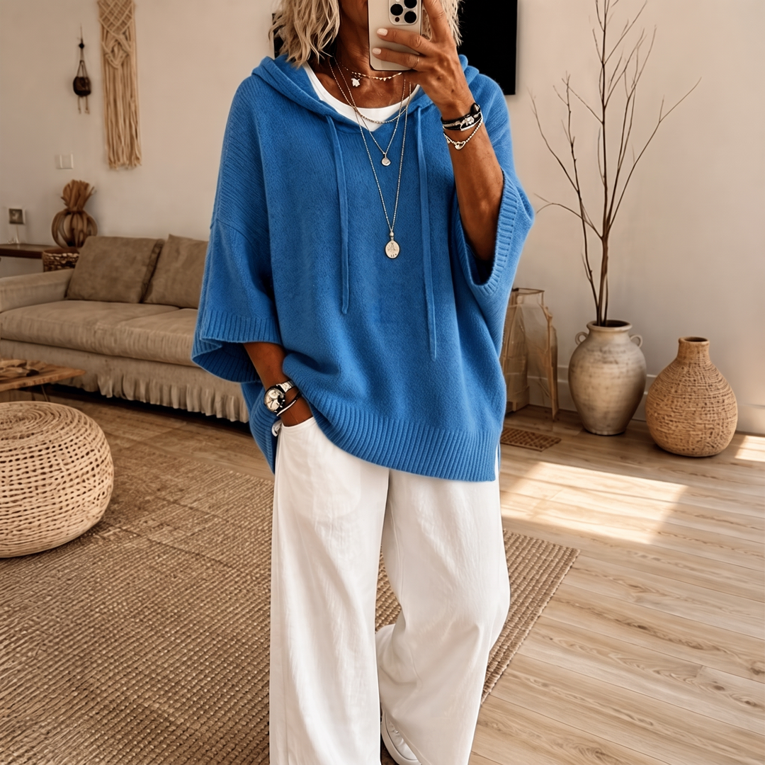 Cozelle – Frayed-Edge Open-Knit Oversized Hoodie