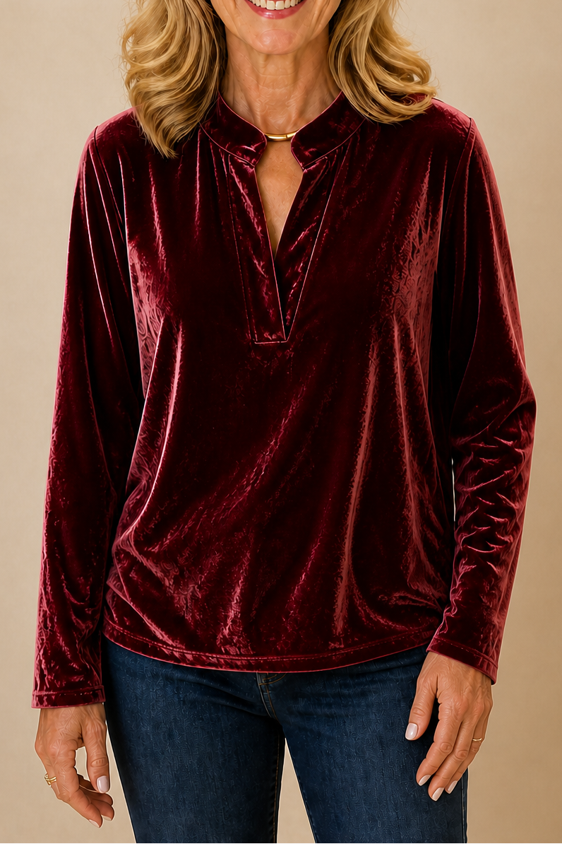 Velvael – V-Neck Velvet Like Blouse
